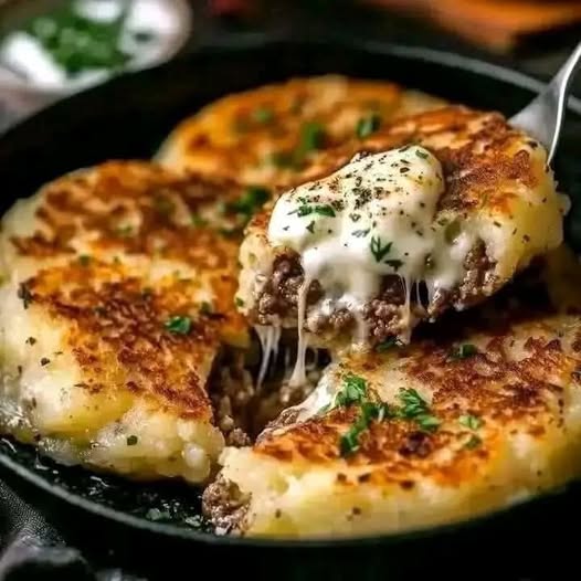 Stuffed Potato Pancakes with a Cheesy Twist