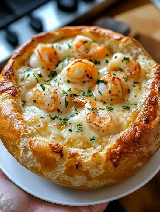 Cheesy Garlic Shrimp Bread Bowl: A Cozy, Comforting Delight