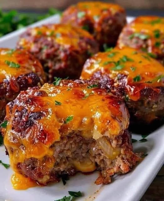 Cheesy Stuffed Meatloaf Bites