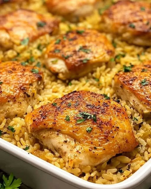 Garlic Butter Baked Chicken and Rice