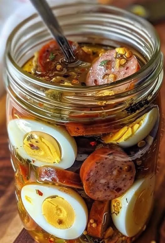 Zesty Pickled Eggs, Sausage & Onions: A Bold and Tangy Snack