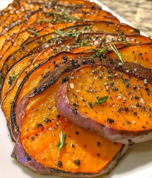 Baked Sweet Potato Slices – Crispy, Caramelized, & Delicious!