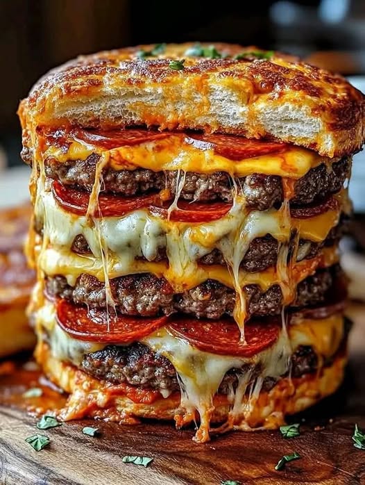 Ultimate Cheese Burger Pizza Stack