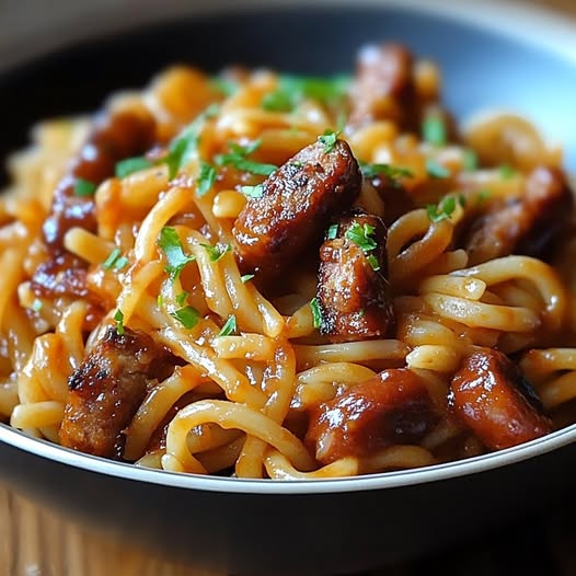 Sweet and Tangy BBQ Sausage Pasta