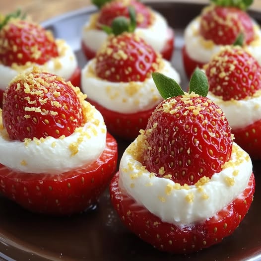 Mini Cheesecake-Stuffed Strawberries: A Bite-Sized Delight