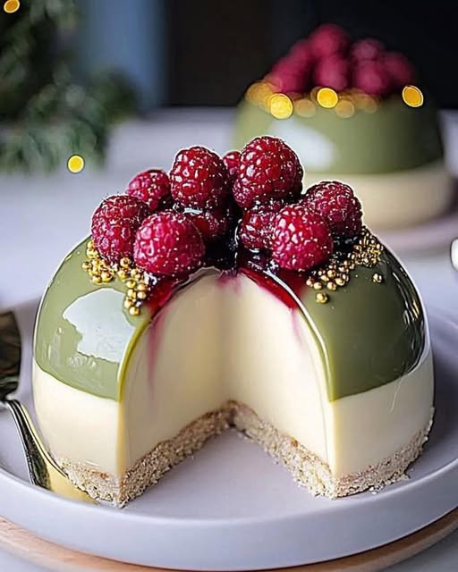 Matcha Raspberry Dome Cake