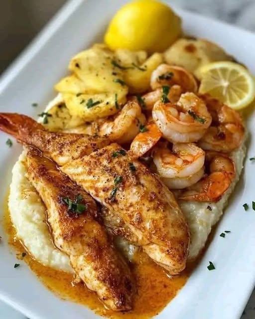 Red Snapper and Shrimp over Creamy Grits: A Southern-Inspired Delight