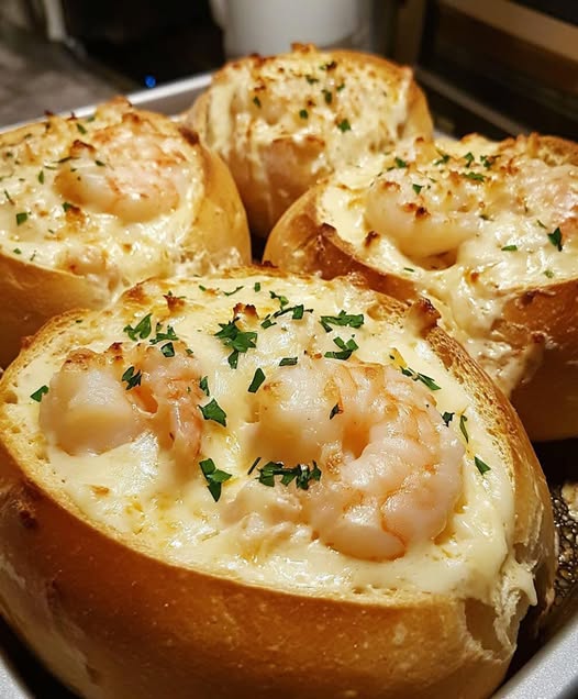 Creamy Stuffed Seafood Bread Bowls – A Decadent Treat