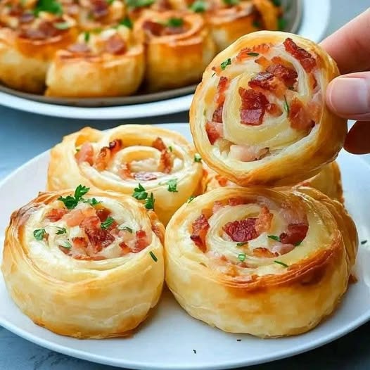 Cheesy Bacon Puff Pastry Snails