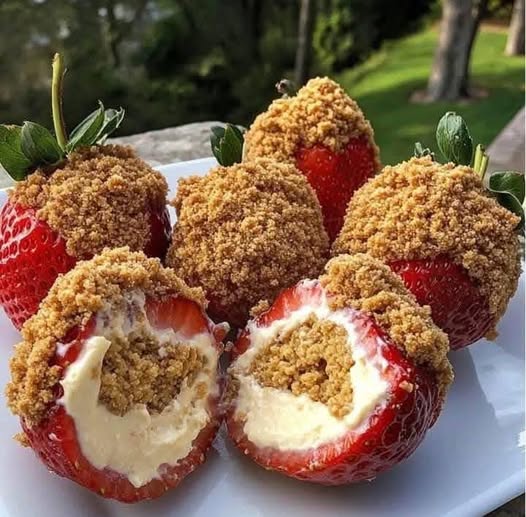 Cookie Butter Cheesecake Stuffed Strawberries