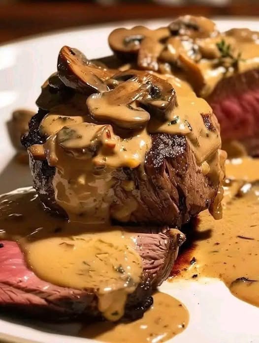 Beef Tenderloin with Creamy Mushroom Sauce