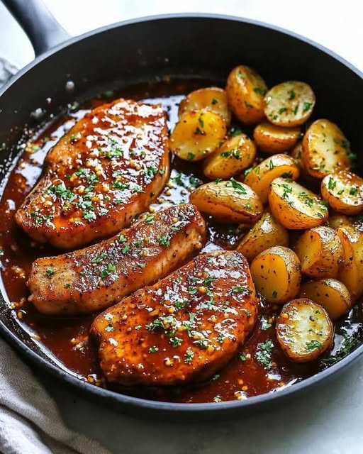 Garlic Honey Glazed Chicken with Roasted Potatoes