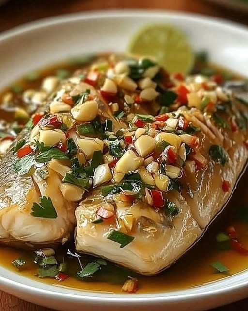 Thai Lime-Garlic Steamed Fish