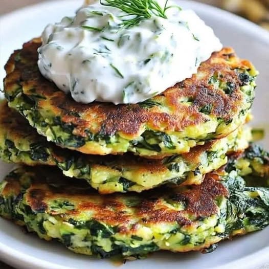 Crispy Zucchini and Feta Fritters with Creamy Garlic Tzatziki