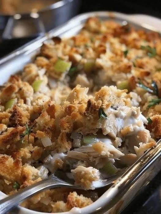 Rotisserie Chicken and Stuffing Casserole