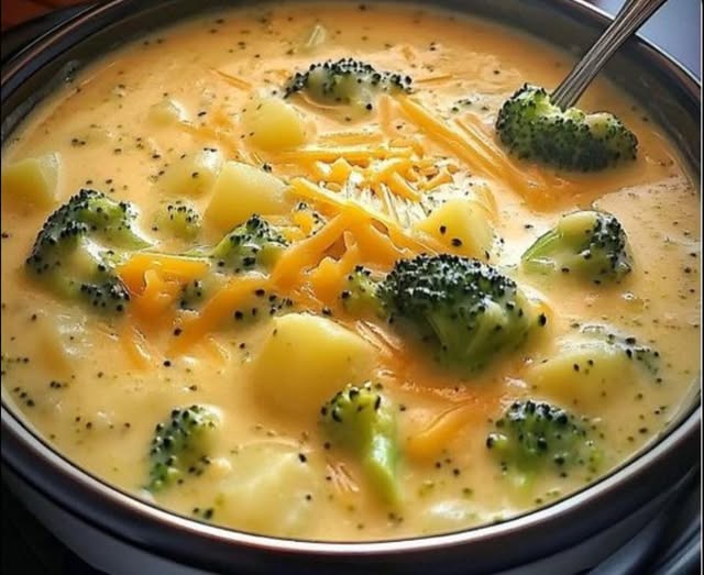 Crockpot Creamy Potato Broccoli Cheddar Soup