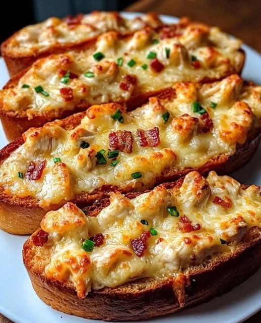 Cheesy Chicken Garlic Bread with Bacon