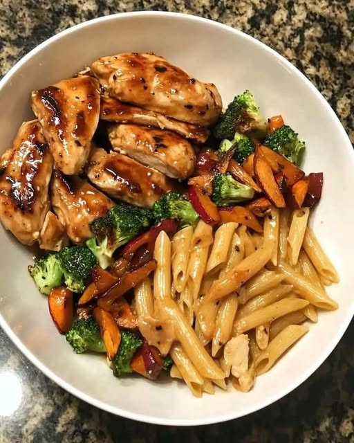 Honey Garlic Chicken with Roasted Veggie Penne