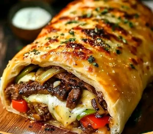 Mozzarella Cheesesteak Stromboli: A Cheesy, Savory Delight