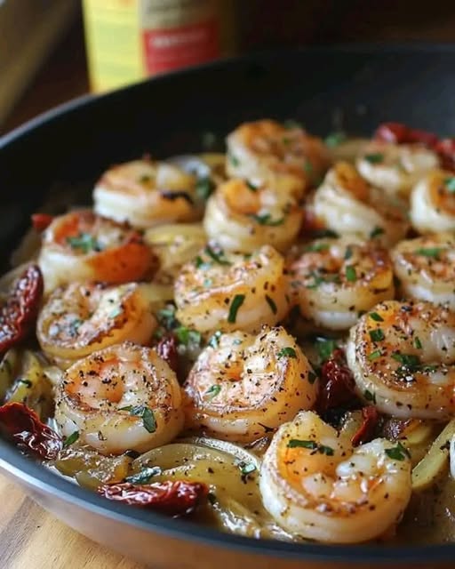 One Pan Creamy Tuscan Shrimp