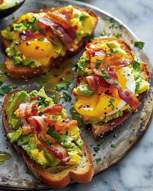 Avocado Bacon and Egg Toasts