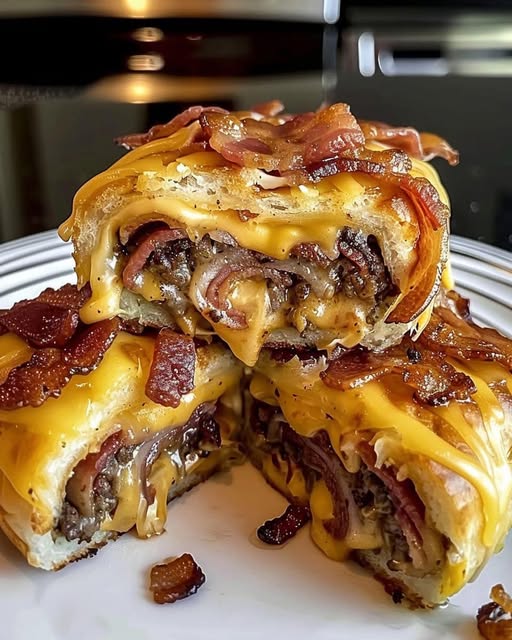 Garlic Butter Bacon Cheeseburger Rollups – The Ultimate Cheesy Snack!