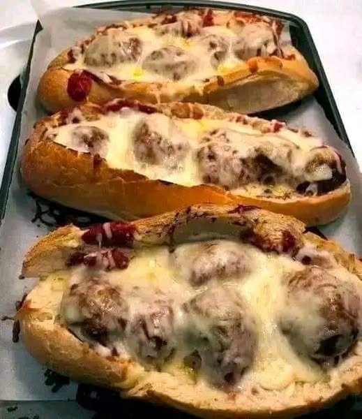 Savory Meatball Boats with Mozzarella and Garlic Butter