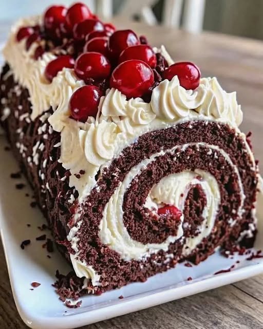 Black Forest Cream Roll Cake – A Decadent Twist on a Classic