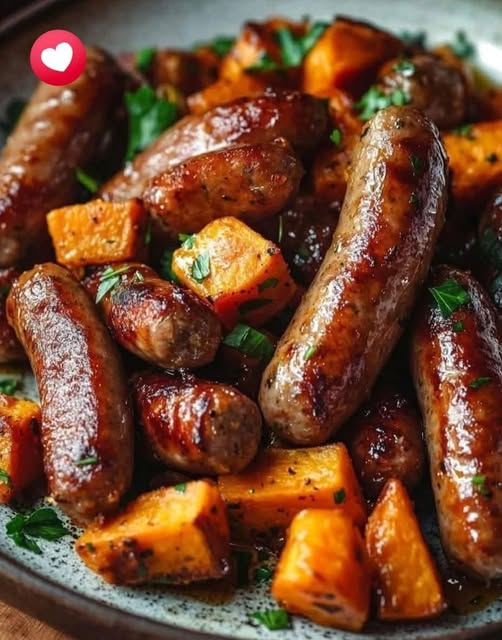 Honey Glazed Sausages & Roasted Sweet Potatoes