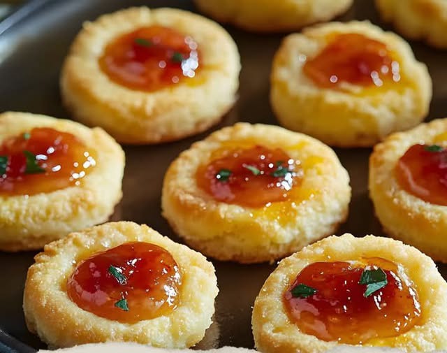 Cheesy Thumbprint Appetizers with Hot Pepper Jelly