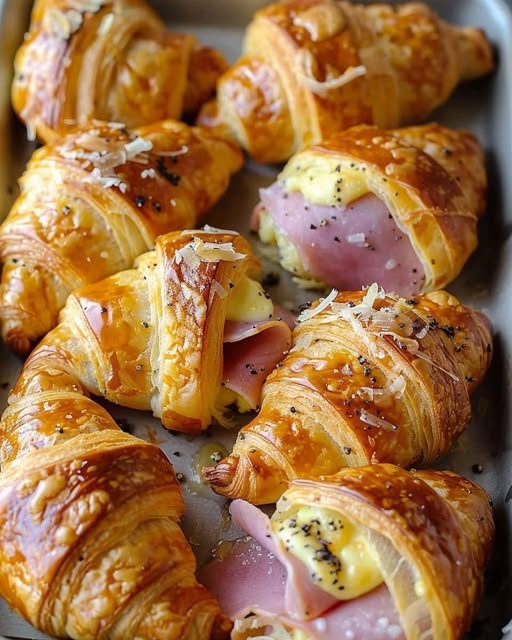 Baked Turkey Ham and Cheese Croissants