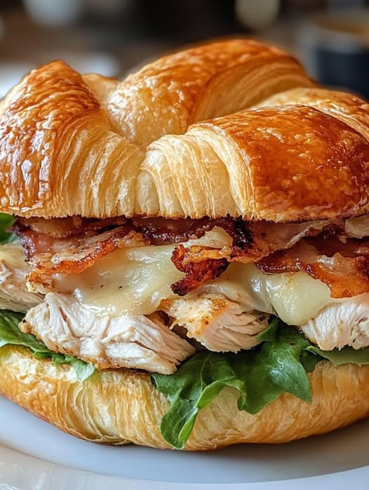 Chicken Caesar Croissant Sandwich: A Deliciously Creamy and Savory Delight!