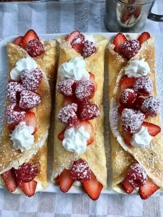 Delicious Cream Cheese Filled Crepes with Fresh Strawberries