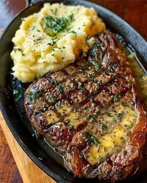 Enchanted Garlic Butter Steak with Creamy Mashed Potatoes