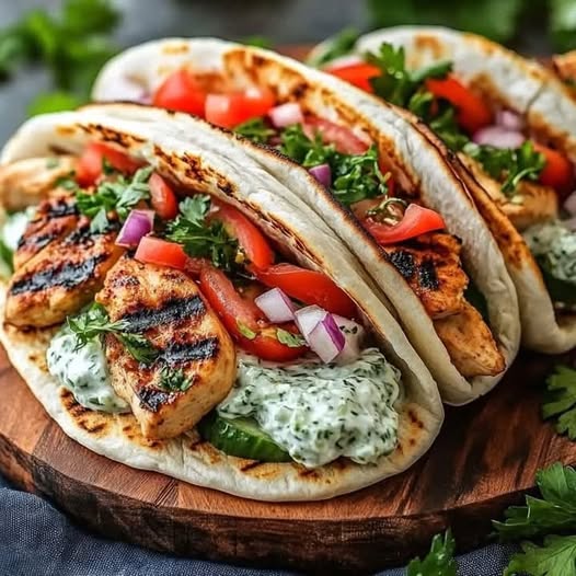 Greek Chicken Gyros with Cucumber Tzatziki