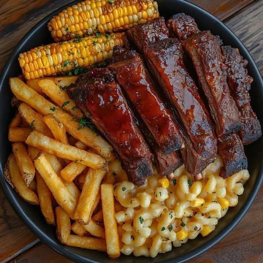 BBQ Glazed Short Ribs with Mac & Cheese and Sides Recipe