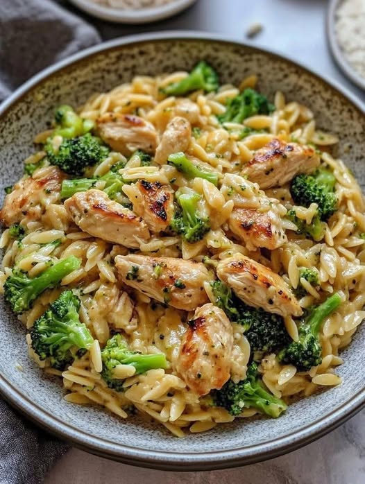 Broccoli Cheddar Chicken Orzo