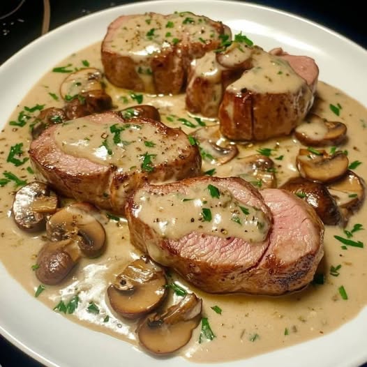 Pork Tenderloin with Cream and Mushrooms: A Creamy, Savory Delight