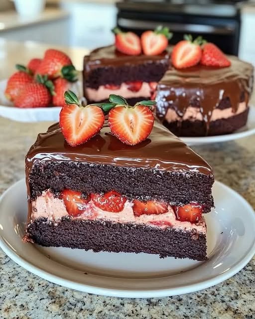 Chocolate Strawberry Layer Cake