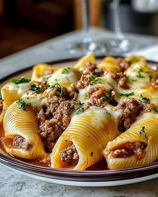 Creamy Ricotta Beef Stuffed Shells Pasta