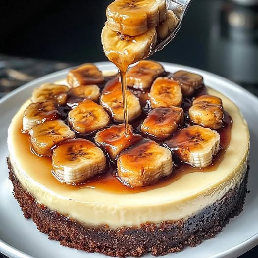 Caramelized Banana Cheesecake with Rum Glaze