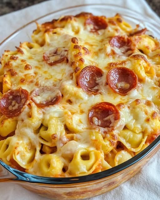 Cheese Tortellini Pepperoni Pizza Casserole