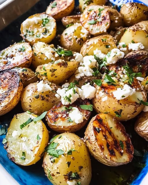 Crispy Oregano Smashed Potatoes with Feta and Lemon: A Mediterranean Twist on a Classic Side