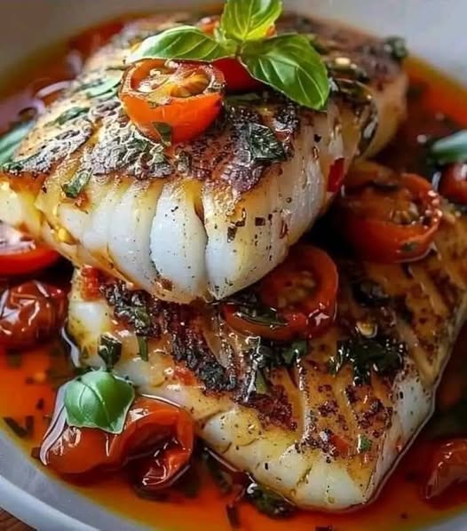 Pan-Seared Mediterranean Cod in Tomato Basil Sauce