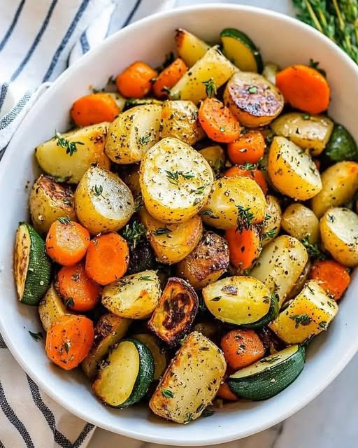 Garlic Herb Roasted Potatoes, Carrots, and Zucchini: A Perfect Side Dish