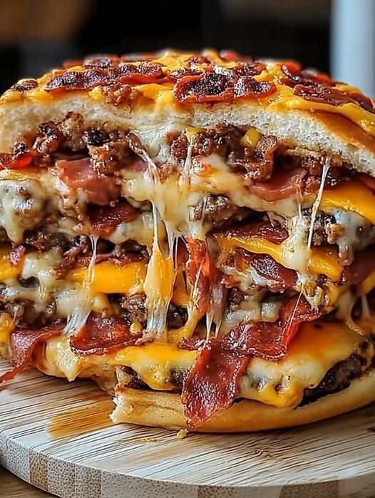 Epic Meat Lover's Burger-Pizza Delight