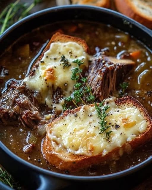 French Onion Short Rib Soup with Gruyère Toast: Comfort in Every Spoonful