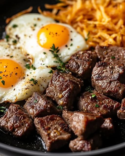 Savory Steak & Eggs with Crispy Hash Browns