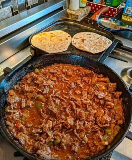 Authentic Carne Guisada with Homemade Flour Tortillas