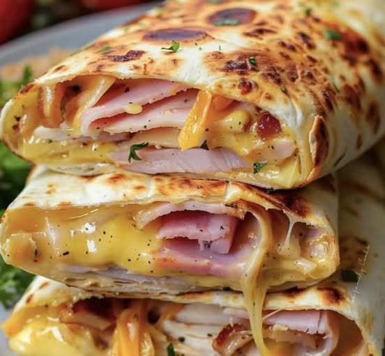 Air Fryer Hot Chicken Ham and Cheese Wraps